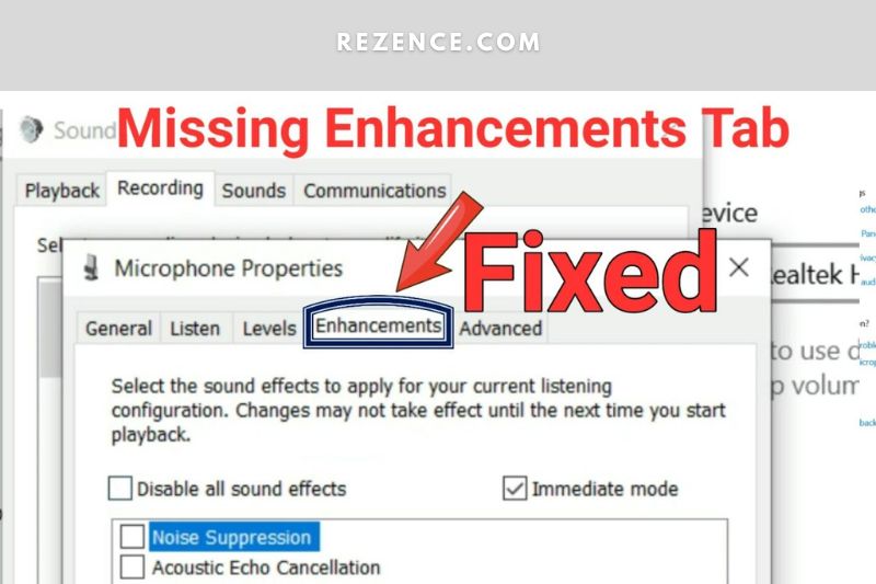 Navigate to the Enhancements tab.