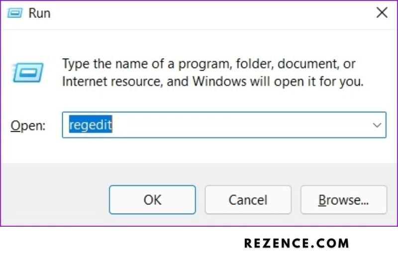 Open the registry editor by pressing Windows key + R and typing Regedit.